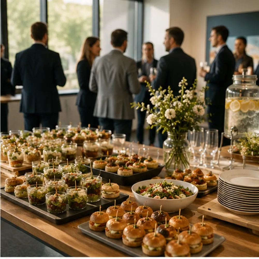 Réception d'entreprise, buffet de pièces cocktail